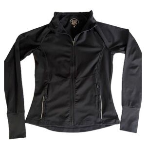 ASICS women’s black activewear zip jacket with zipper pockets size small